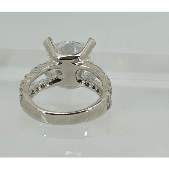 Vintage Ring Size 7 Silver Tone White Gold GP CZ Diamond Cocktail - Picture 6 of 10